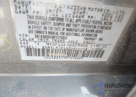 2024 Nissan Sentra Sr Xtronic Cvt из США, поврежденный, VIN 3N1AB8DV9RY376804